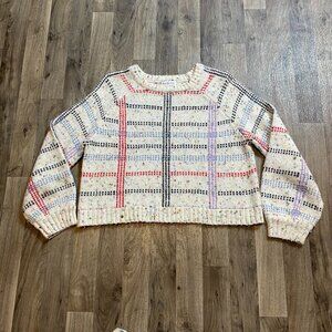 Palmer and Purchase Plaid Knit Sweater Wool Blend Size Medium Cozy Preppy